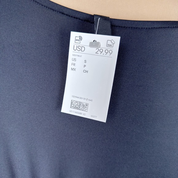 H&M Divided Black Long Sleeve Ruched Wrap V Neck Bodycon Mini Dress Size S - Picture 4 of 6